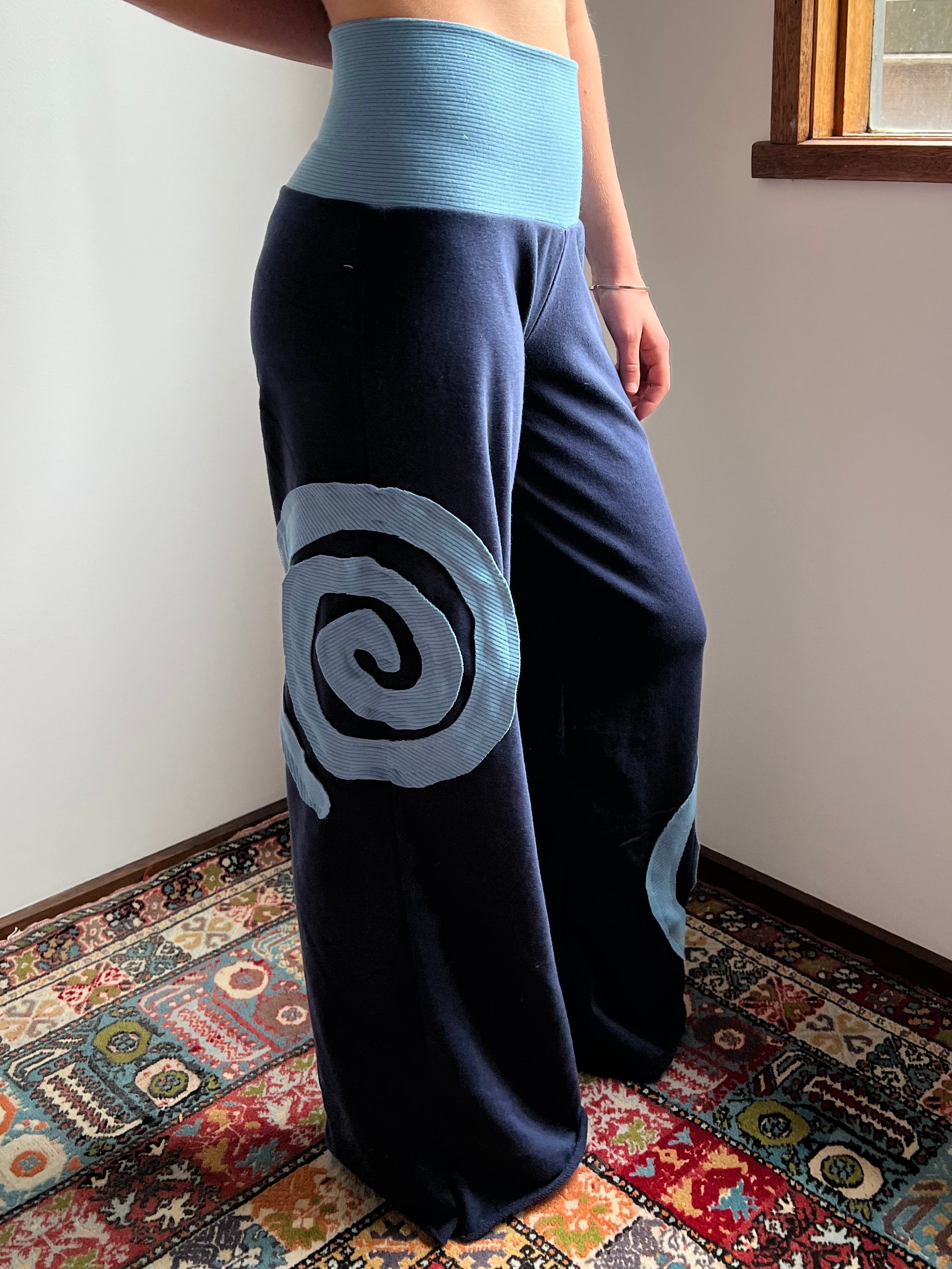 I Am Spiralling Pants - Navy & Aqua