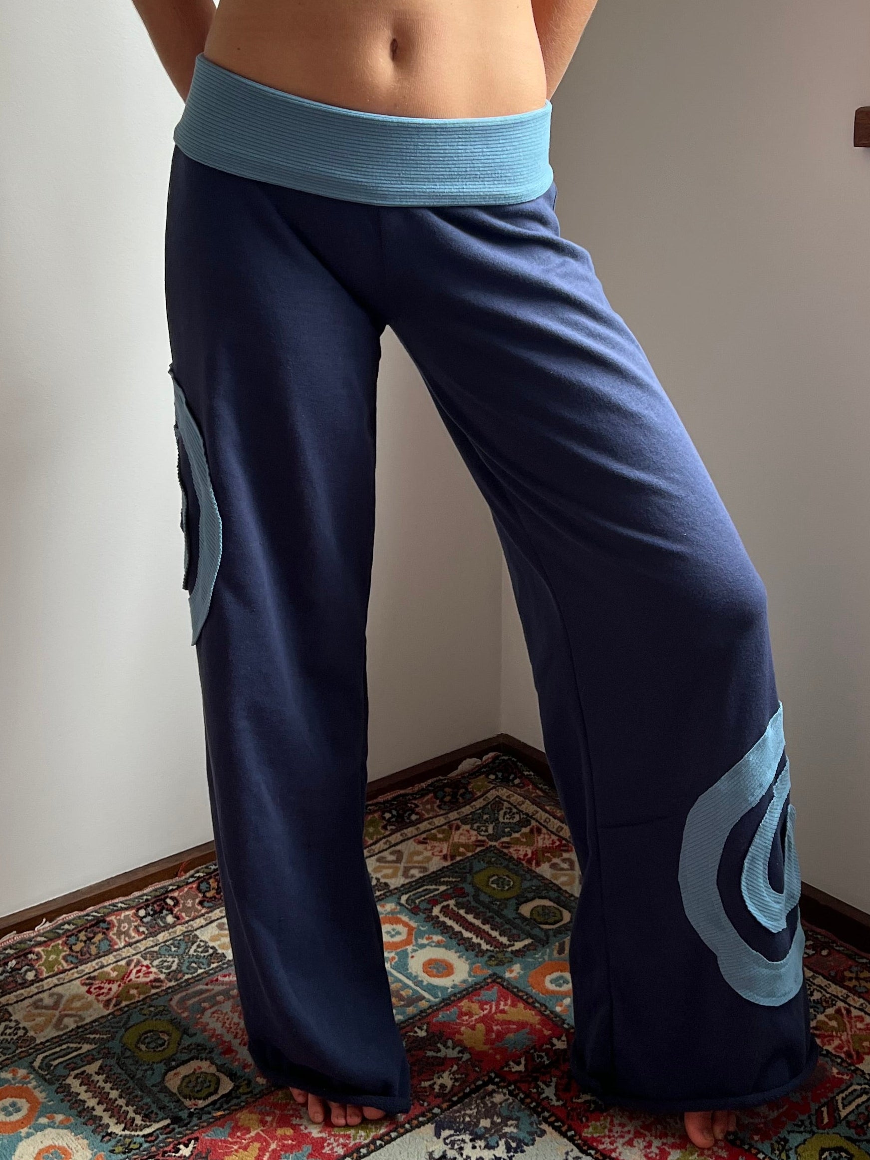 I Am Spiralling Pants - Navy & Aqua