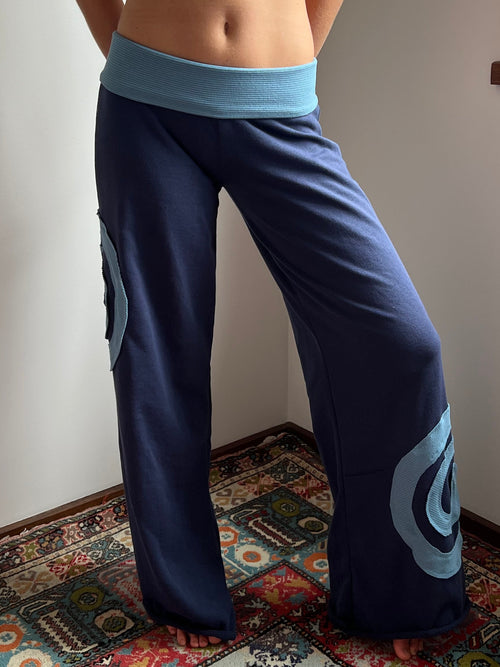 I Am Spiralling Pants - Navy & Aqua