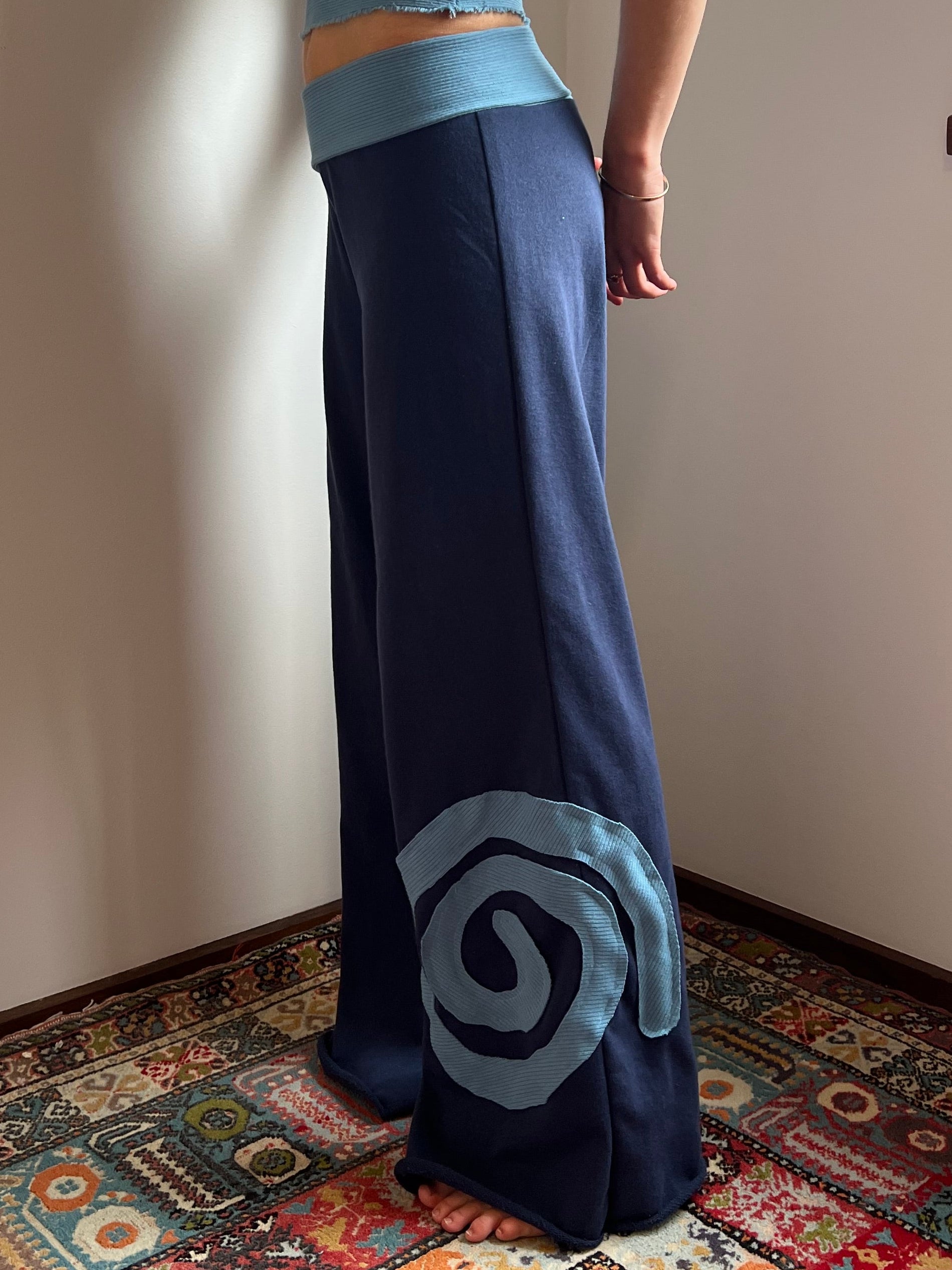 I Am Spiralling Pants - Navy & Aqua