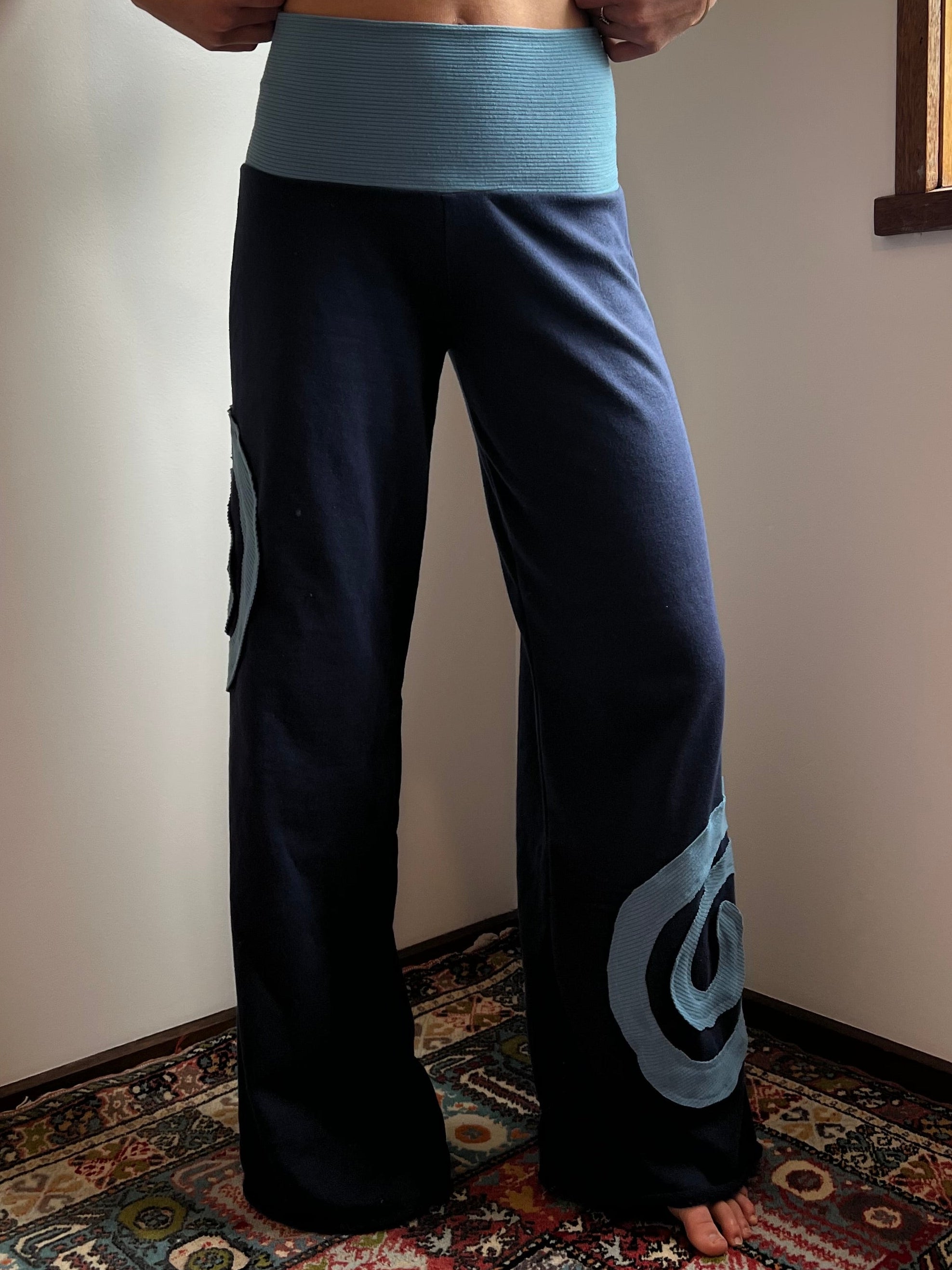 I Am Spiralling Pants - Navy & Aqua