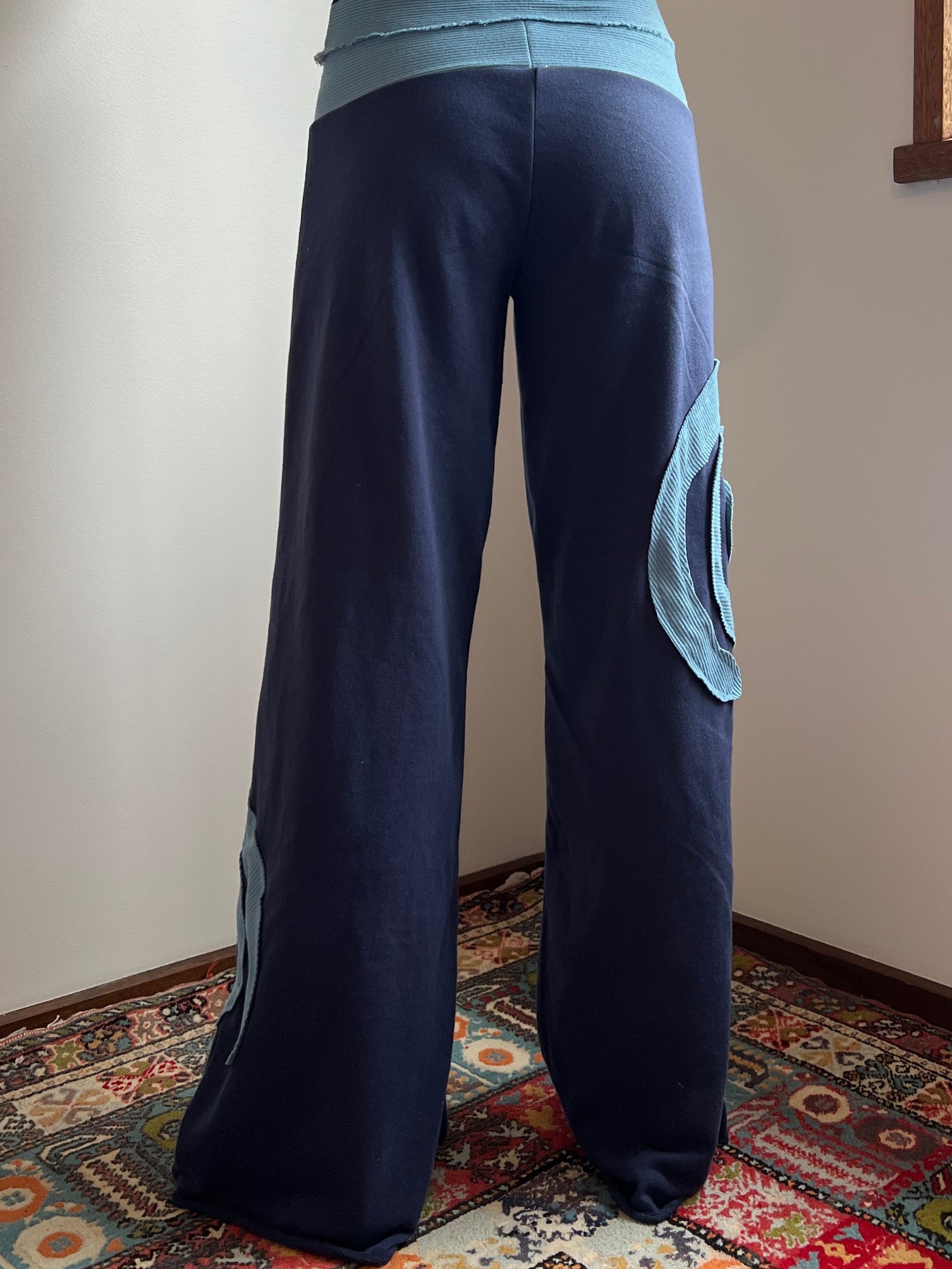 I Am Spiralling Pants - Navy & Aqua